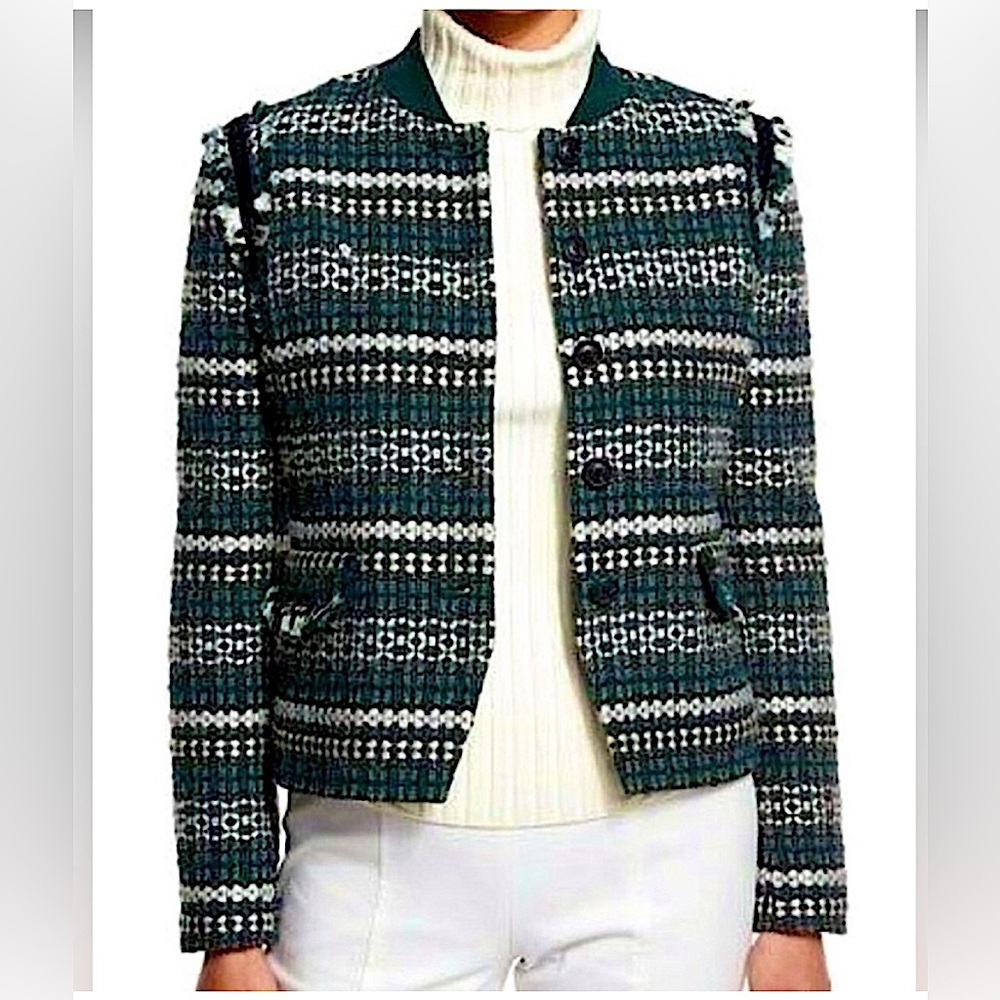Tory Burch Norfolk Horseback tweed button up short jacket